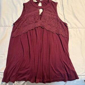 Maurices Burgundy Lace Detail Tank Top
